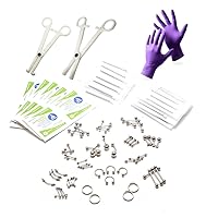 Body Piercing Kit for Belly, Tongue, Nipple, Lip, Nose 14G & 16G Needle 83 Parts