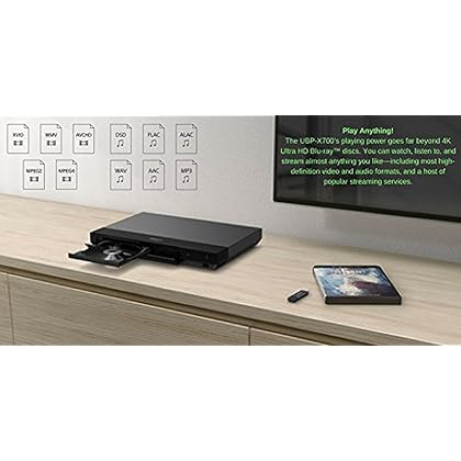 Sony UBP-X700 Streaming 4K Ultra HD 3D Hi-Res Audio Wi-Fi and Built-in Blu-ray Player with A NeeGo 4K HDMI Cable and Remote Control- Black