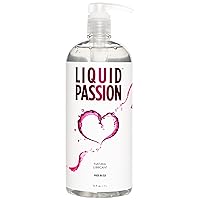 Liquid Passion Natural Water-Based Personal Lube, pH Friendly, Fragrance-Free & Hydrating, Safe for Toys & Condoms. Made in USA - 34 Fl Oz