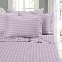 Elegant Comfort Best, Softest, Coziest 6-Piece Sheet Sets! - 1500 Premier Hotel Quality Luxurious Wrinkle Resistant 6-Piece Damask Stripe Bed Sheet Set, Queen Lavender/Lilac