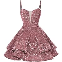 Sequin Homecoming Dresses for Teen Sparkly Prom Dress Sweet 16 Mini Cocktail Gown MkH001