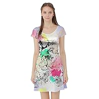 CowCow Womens Vintage Floral Short Sleeve Dress