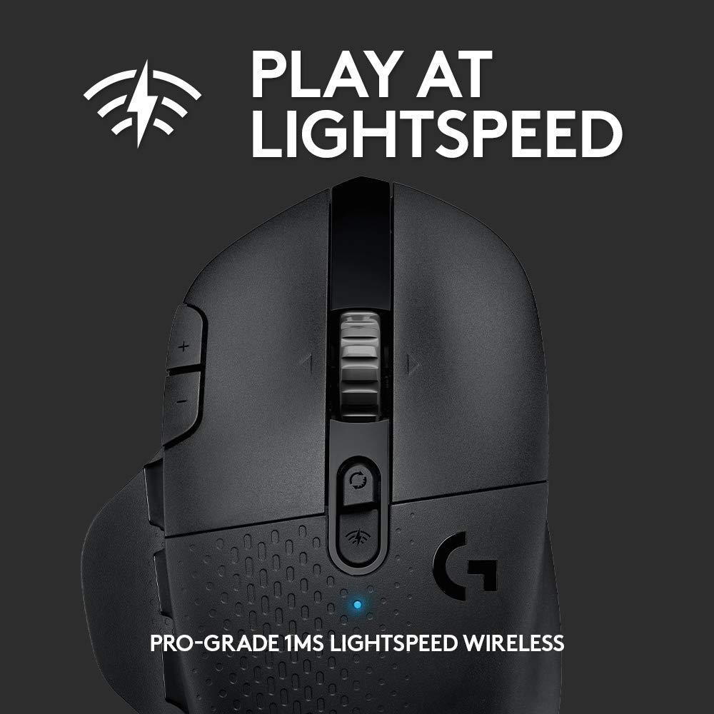 Logitech G604 LIGHTSPEED Gaming Mouse with 15 programmable controls, up to 240 hour battery life, dual wireless connectivity modes, hyper-fast scroll wheel - Black