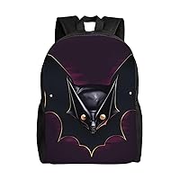 Laptop Backpack for Men Women Lightweight Backpack Black Ghost Bat Casual Daypack with Bottle Side Pockets