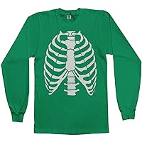 Threadrock Men's Skeleton Rib Cage Halloween Costume Long Sleeve T-Shirt