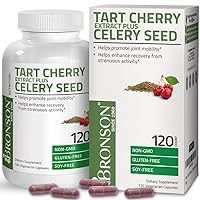 Tart Cherry Extract + Celery Seed Capsules - Powerful Uric Acid Cleanse, Joint Mobility Support & Muscle Recovery Supplement - Non GMO Formula, 120 Vegetarian Capsules