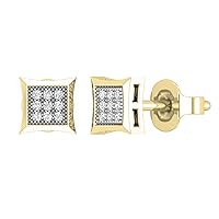 Dazzlingrock Collection 0.05 ctw Round White Diamond Square Stud Earrings for Men in 10K Solid Gold