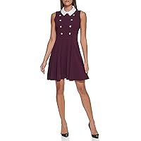 Tommy Hilfiger Women's Collar Fit and Flare Dress, Aubergine, 4