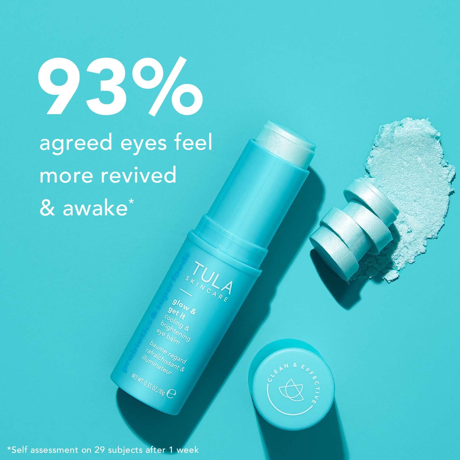 TULA Skin Care Eye Balm Glow & Get It - Dark Circle Treatment, Instantly Hydrate and Brighten Undereye Area, Portable and Perfect to Use On-the-go, 0.35oz