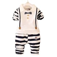 2 Piece Outfits Set for Baby Boys Stripe Shirt + Stripe Pants