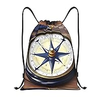 Sail Boat Nautical Compass Print Drawstring Bags Backpack Bag Sport Gym Sack Drawstring Bag Shopping String Bag