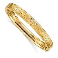 14k Yellow Gold Hollow Safety bar 5/16 Sparkle Cut Concave Hinged Cuff Stackable Bangle Bracelet Measures 8mm Wide Jewelry Gifts for Women
