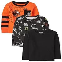 The Children's Place Kids' and Toddler Boy Long Sleeve Halloween Top 3-Pack