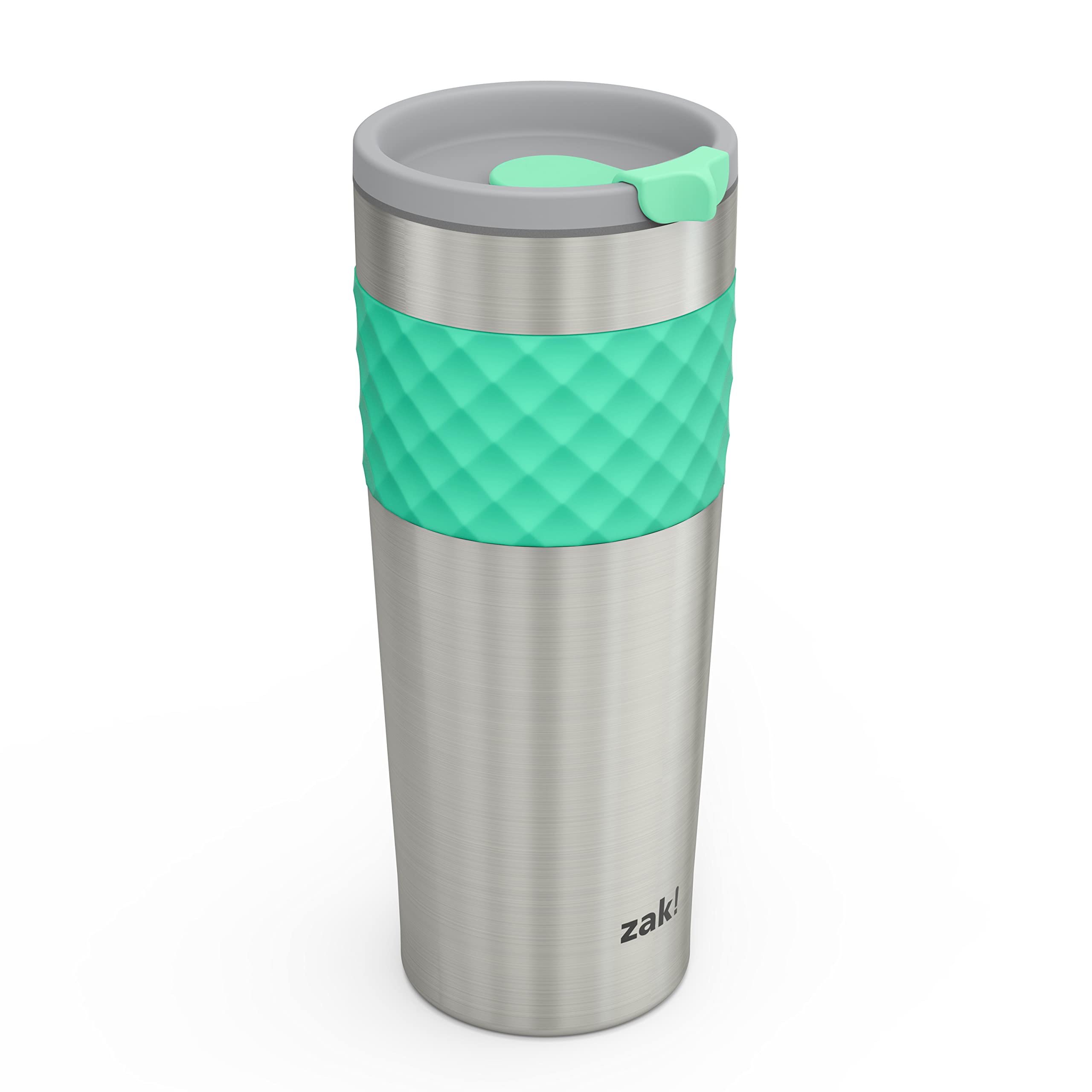 Zak Designs Aberdeen Vacuum Insulated 18/8 Stainless Steel Travel Tumbler with Leak-Proof Click Lid and Silicone Wrap, Fits in Car Cup Holders (Non-BPA, 24 oz, Tropic)
