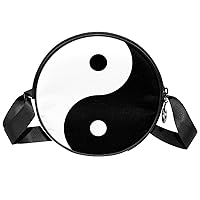 Round Crossbody Yin Yang Trans Print Shoulder Bag Top Handle Tote Handbag Bag for Women