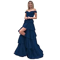 Off Shoulder A line Layers Glitter Tulle Prom Homecoming Cocktail Dresses Asymmetrical Skirt 2024 High Low