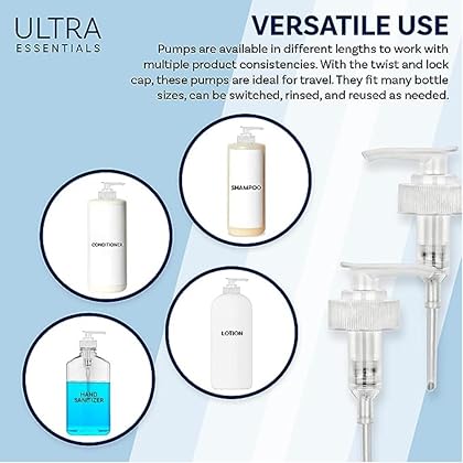 Dispenser Pumps Compatible with Olaplex No. 4 Shampoo and No. 5 Conditioner 8.5 oz, 250 ml Size Bottles, NOT FOR Liters (1000ml/33.81oz) Two White Pumps Only by Ultra Beauty Essentials (No. 4 & No. 5)