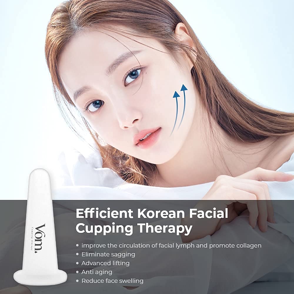 VOM Korean Facial Pentapeptide Serum 30ML with Cupping Massage Kit for Face V-line Improvement, Skin Firming, Anti Wrinkle, Saggy Face Skin Tightening