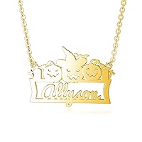 LONAGO Halloween Pumpkin Name Necklace Personalized Sterling Silver Custom Made Any Nameplate Pendant in 18K Gold Plated Jewelry for Women Mom