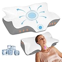 Anvo Cervical Pillow for Neck Pain Relief - Neck Pillows for Pain Relief Sleeping - Ergonomic Pillow for Neck and Shoulder Pain - Memory Foam Pillow for Side Back Stomach Sleeper - White, Soft