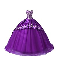 Gold Embroideried Quinceanera Prom Dress Sweetheart Ball Gown Satin Floor Length Corset 2024