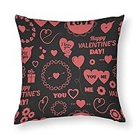 Decorative Throw Pillow Covers for Couch Happy Valentine_s Day Heat Love Black Smooth Soft Comfortable Polyester Pillowcase Cushion Cover with Hidden Zipper for Wedding Couch Sofa Bedroom，18