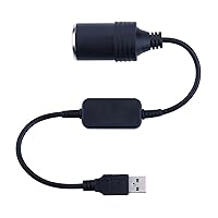 USB Cigarette Lighter Adapter - iGreely USB A Male to 12V Car Cigarette Lighter Socket Female Cable Converter 1Ft/30cm