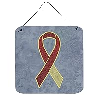 Caroline's Treasures AN1218DS66 Burgundy and Ivory Ribbon for Head and Neck Cancer Awareness Wall or Door Hanging Prints Aluminum Metal Sign Kitchen Wall Bar Bathroom Plaque Home Decor, 6x6, Multicolo
