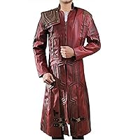 Mens Guardians VOL 2 Star-Lord Chris Peter Quill Red Faux Leather Trench Coat