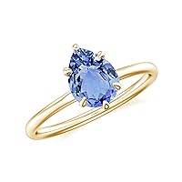 Natural Tanzanite Pear Solitaire Ring for Women Girls in Sterling Silver / 14K Solid Gold/Platinum