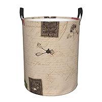 Laundry Basket Hamper Old fashioned mail Waterproof Dirty Clothes Hamper Collapsible Washing Bin Clothes Bag with Handles Freestanding Laundry Hamper for Bathroom Bedroom Dorm Travel