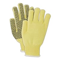 MAGID 93CPKEVRB Cut Master 93PKEVRB Weight Kevlar Dotted Knit Gloves, Cut Level 3, Medium, Yellow (Pack of 12)