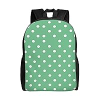 Green Polka Dots Print Backpack Laptop Backpack Waterproof Weekender Bag Travel Bag For Work Travel Hiking Camping