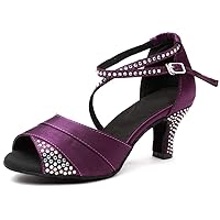 HIPPOSEUS Women's Latin Dance Shoes Open Toe Ballroom Salsa Dance Practice Performance Shoes,Model 221