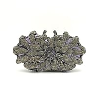 Crystal Purse Party Wallet Ms. Gala Packal Diamond Luxury Lotus Hand with Elegant Crystal Wallet (Color : 02)