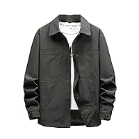 Shirts Collar Men's Jacket Chest Pockets Single Breasted Waterproof Windbreaker Casual Jacket Coats Plus Size