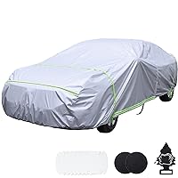 BYDOLL Car Cover Waterproof All Weather 210D Oxford Snowproof Windproof Hail Protector Full Exterior Covers Rip-Stop UV Protection Universal Fit Outdoor Car Cover for Automobiles Zipper Cotton Inside