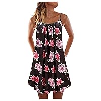 Women's Hawaii Slip Dress Summer Fashion Beach Casual Print Bohemian Cute Plus Size Dresses 4th of July Slip Dress