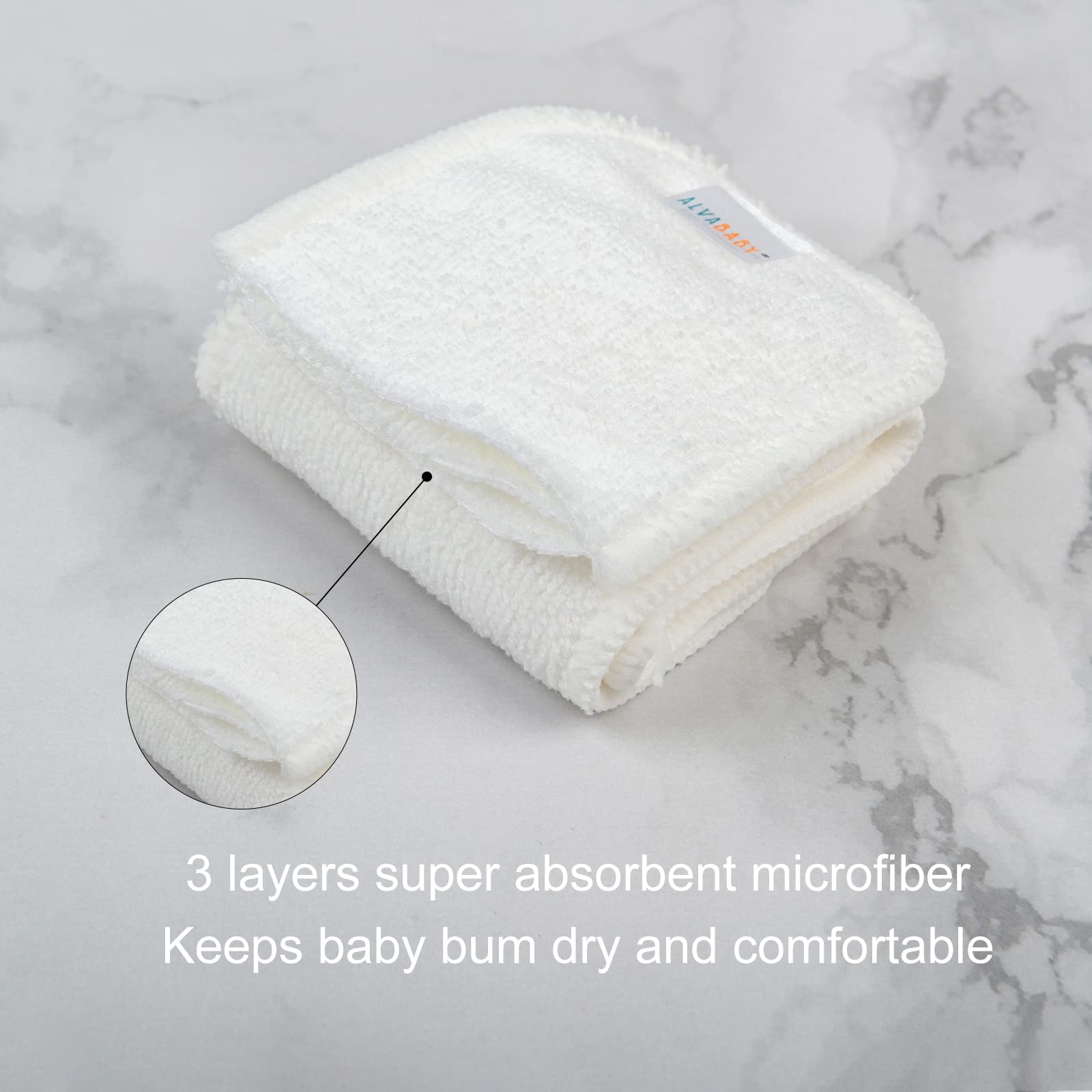 ALVABABY 12PCS Newborn Less Than 12pounds Cloth Diaper Insert,3-Layer Microfiber Insert 12ST