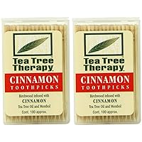 Tea Tree Therapy Toothpicks, Cinnamon, 100 Count (Pack of 2)