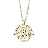 Aobei Pearl 18K Gold Moon Star Lion Evil Eye Pendant Necklace Medallion Paperclip Chian Choker Layering Jewery for Women Girls