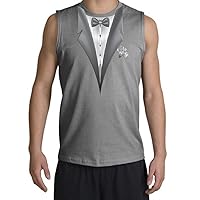 TUXEDO with WHITE FLOWER Tux Adult Muscle Shirt Shooter - Sports Grey