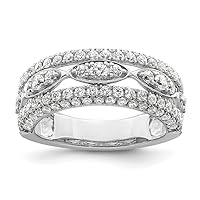 14k White Gold Lab Grown Diamond Fashion Band Size 7.00 Jewelry Gifts for Women