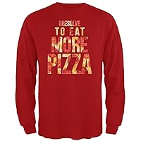New Years Eat More Pizza Red Adult Long Sleeve T-Shirt - Small