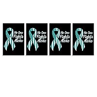 Cervical Cancer Awareness Flag Beautiful Canvas Paintings Wall Art Decor Print Pictures 4 Piece for Bedroom Living Room