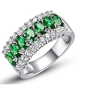 Uloveido 7 Stone Green Cubic Zirconia Half-moon/Meniscus Rings Engagement, Best Gifts for Women Girl-friend Size 6 7 8 9 J501