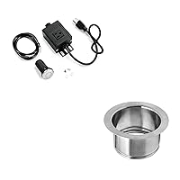 Garbage Disposal Air Switch Kit and Extend Deep Flange Bundle, Long Brushed Stainless Steel Button with Aluminum Alloy Power Module