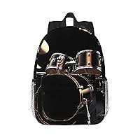 Cool Drum Set Print Backpack for Women Men Lightweight Laptop Bag Casual Daypack Laptop Backpacks 15 Inch