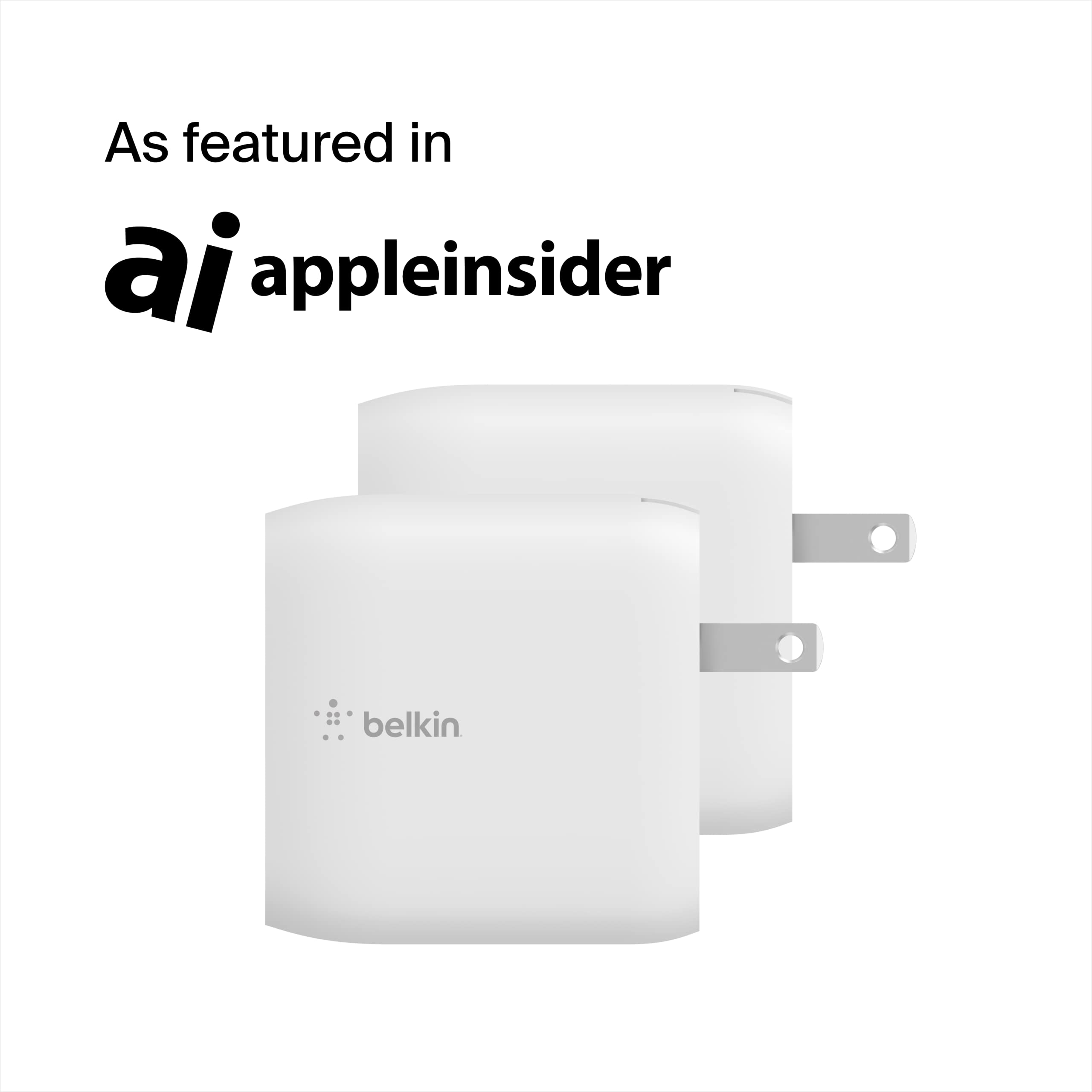 Belkin 40W Dual Port USB C Wall Charger - USB Type C Charger Fast Charging for iPhone 14, 14 Pro, 14 Pro Max, 13, 13 Pro, 13 Pro Max, Galaxy S21 Ultra, iPad, AirPods & More (2-Pack)