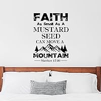Faith As Small As A Mustard Seed Can Move A Mountain Matthew 17-20 Wall Decals for Bedroom Removable Decor Decal Sticker Peel and Stick for for Living Room Bedroom Office 22 Inch